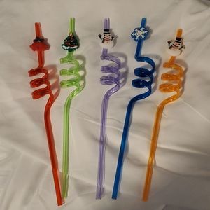 NEW 5 PIECE WINTER HOLIDAY CURLY STRAW SET